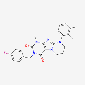 molecular formula C24H24FN5O2 B2429904 9-(2,3-dimethylphenyl)-3-(4-fluorobenzyl)-1-methyl-6,7,8,9-tetrahydropyrimido[2,1-f]purine-2,4(1H,3H)-dione CAS No. 923399-44-4