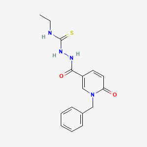 molecular formula C16H18N4O2S B2429907 2-[(1-benzyl-6-oxo-1,6-dihydro-3-pyridinyl)carbonyl]-N-ethyl-1-hydrazinecarbothioamide CAS No. 242472-10-2