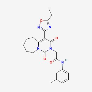 molecular formula C22H25N5O4 B2429911 2-[4-(5-乙基-1,2,4-恶二唑-3-基)-1,3-二氧代-3,5,6,7,8,9-六氢吡啶并[1,6-a]氮杂卓-2(1H)-基]-N-(3-甲苯基)乙酰胺 CAS No. 1775444-97-7