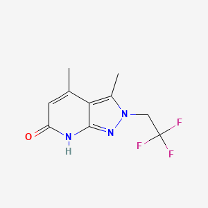 molecular formula C10H10F3N3O B2429917 3,4-Dimethyl-2-(2,2,2-trifluoroethyl)-2H-pyrazolo[3,4-b]pyridin-6(7H)-one CAS No. 1018165-38-2