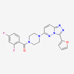 molecular formula C20H16F2N6O2 B2429922 (2,4-Difluorophenyl)(4-(3-(furan-2-yl)-[1,2,4]triazolo[4,3-b]pyridazin-6-yl)piperazin-1-yl)methanone CAS No. 1105249-50-0