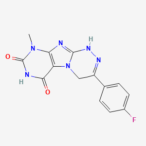 molecular formula C14H11FN6O2 B2429923 3-(4-fluorophenyl)-9-methyl-7,9-dihydro-[1,2,4]triazino[3,4-f]purine-6,8(1H,4H)-dione CAS No. 898410-62-3