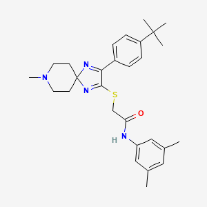 molecular formula C28H36N4OS B2429927 2-((3-(4-(叔丁基)苯基)-8-甲基-1,4,8-三氮杂螺[4.5]癸-1,3-二烯-2-基)硫代)-N-(3,5-二甲基苯基)乙酰胺 CAS No. 1215578-07-6