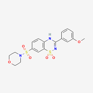 molecular formula C18H19N3O6S2 B2429939 3-(3-methoxyphenyl)-7-(morpholinosulfonyl)-2H-benzo[e][1,2,4]thiadiazine 1,1-dioxide CAS No. 950316-86-6