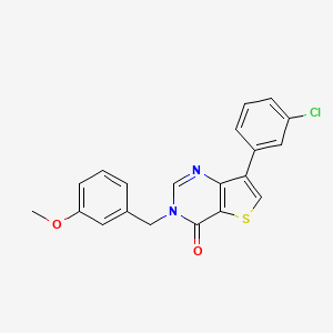 molecular formula C20H15ClN2O2S B2429940 7-(3-chlorophenyl)-3-(3-methoxybenzyl)thieno[3,2-d]pyrimidin-4(3H)-one CAS No. 1105209-84-4