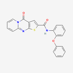 2-oxo-N-(2-phenoxyphenyl)-6-thia-1,8-diazatricyclo[7.4.0.0^{3,7}]trideca-3(7),4,8,10,12-pentaene-5-carboxamide