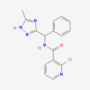 molecular formula C16H14ClN5O B2429962 2-chloro-N-[(5-methyl-1H-1,2,4-triazol-3-yl)(phenyl)methyl]pyridine-3-carboxamide CAS No. 1375216-15-1