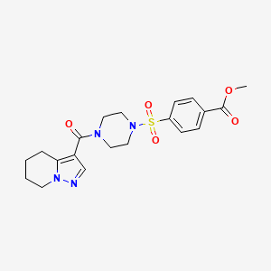 molecular formula C20H24N4O5S B2429967 Methyl 4-((4-(4,5,6,7-tetrahydropyrazolo[1,5-a]pyridine-3-carbonyl)piperazin-1-yl)sulfonyl)benzoate CAS No. 2034587-66-9