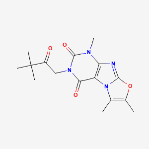 molecular formula C16H20N4O4 B2429968 3-(3,3-dimethyl-2-oxobutyl)-1,6,7-trimethyloxazolo[2,3-f]purine-2,4(1H,3H)-dione CAS No. 899948-35-7
