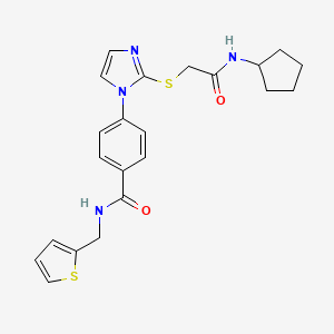 molecular formula C22H24N4O2S2 B2429973 4-(2-((2-(环戊基氨基)-2-氧代乙基)硫代)-1H-咪唑-1-基)-N-(噻吩-2-基甲基)苯甲酰胺 CAS No. 1207037-98-6