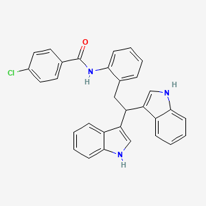 4-chloro-N-(2-(2,2-di(1H-indol-3-yl)ethyl)phenyl)benzamide
