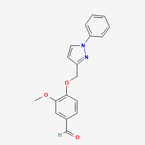 molecular formula C18H16N2O3 B2429980 3-Methoxy-4-[(1-phenylpyrazol-3-yl)methoxy]benzaldehyde CAS No. 1356725-01-3