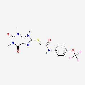 molecular formula C17H16F3N5O4S B2429987 N-(4-(trifluoromethoxy)phenyl)-2-((1,3,9-trimethyl-2,6-dioxo-2,3,6,9-tetrahydro-1H-purin-8-yl)thio)acetamide CAS No. 897453-55-3