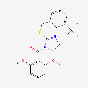 molecular formula C20H19F3N2O3S B2429997 (2,6-dimethoxyphenyl)(2-((3-(trifluoromethyl)benzyl)thio)-4,5-dihydro-1H-imidazol-1-yl)methanone CAS No. 851805-65-7