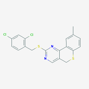 2-[(2,4-dichlorobenzyl)sulfanyl]-9-methyl-5H-thiochromeno[4,3-d]pyrimidine