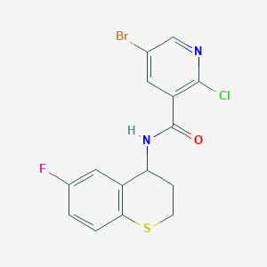 molecular formula C15H11BrClFN2OS B2430010 5-bromo-2-chloro-N-(6-fluoro-3,4-dihydro-2H-1-benzothiopyran-4-yl)pyridine-3-carboxamide CAS No. 1252392-34-9