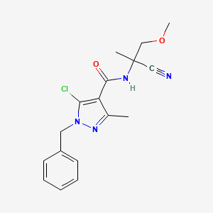 molecular formula C17H19ClN4O2 B2430034 1-benzyl-5-chloro-N-(1-cyano-2-methoxy-1-methylethyl)-3-methyl-1H-pyrazole-4-carboxamide CAS No. 1424601-13-7