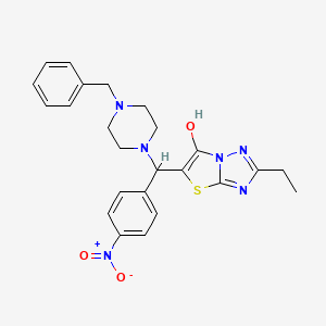 molecular formula C24H26N6O3S B2430037 5-((4-Benzylpiperazin-1-yl)(4-nitrophenyl)methyl)-2-ethylthiazolo[3,2-b][1,2,4]triazol-6-ol CAS No. 898367-38-9