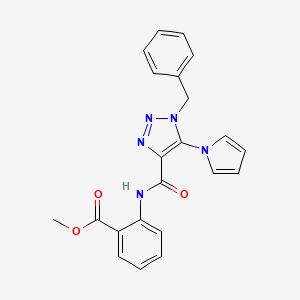 molecular formula C22H19N5O3 B2430047 methyl 2-({[1-benzyl-5-(1H-pyrrol-1-yl)-1H-1,2,3-triazol-4-yl]carbonyl}amino)benzoate CAS No. 1795295-23-6