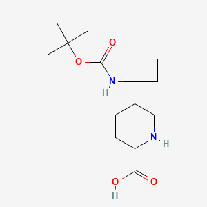 B2430049 5-[1-[(2-Methylpropan-2-yl)oxycarbonylamino]cyclobutyl]piperidine-2-carboxylic acid CAS No. 2361645-09-0
