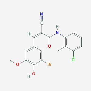 molecular formula C18H14BrClN2O3 B2430064 (Z)-3-(3-Bromo-4-hydroxy-5-methoxyphenyl)-N-(3-chloro-2-methylphenyl)-2-cyanoprop-2-enamide CAS No. 2158200-42-9