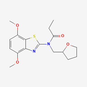 molecular formula C17H22N2O4S B2430069 N-(4,7-dimethoxybenzo[d]thiazol-2-yl)-N-((tetrahydrofuran-2-yl)methyl)propionamide CAS No. 920360-86-7