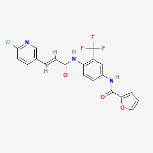 molecular formula C20H13ClF3N3O3 B2430085 N-[4-[[(E)-3-(6-Chloropyridin-3-yl)prop-2-enoyl]amino]-3-(trifluoromethyl)phenyl]furan-2-carboxamide CAS No. 1445769-99-2