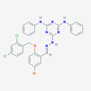 molecular formula C29H22BrCl2N7O B243012 5-Bromo-2-[(2,4-dichlorobenzyl)oxy]benzaldehyde (4,6-dianilino-1,3,5-triazin-2-yl)hydrazone 