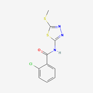 molecular formula C10H8ClN3OS2 B2430120 2-chloro-N-(5-(methylthio)-1,3,4-thiadiazol-2-yl)benzamide CAS No. 393566-16-0