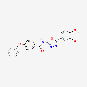 molecular formula C23H17N3O5 B2430132 N-[5-(2,3-ジヒドロ-1,4-ベンゾジオキシン-6-イル)-1,3,4-オキサジアゾール-2-イル]-4-フェノキシベンザミド CAS No. 851094-66-1