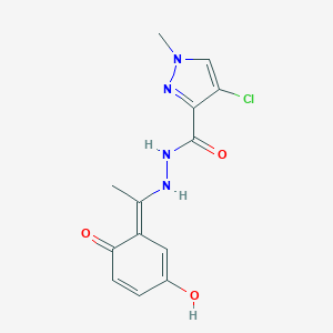 molecular formula C13H13ClN4O3 B243014 4-chloro-N'-[(1E)-1-(3-hydroxy-6-oxocyclohexa-2,4-dien-1-ylidene)ethyl]-1-methylpyrazole-3-carbohydrazide 