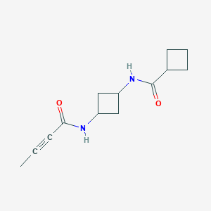 molecular formula C13H18N2O2 B2430140 N-[3-(But-2-ynoylamino)cyclobutyl]cyclobutanecarboxamide CAS No. 2411254-18-5