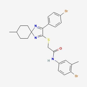 molecular formula C24H25Br2N3OS B2430143 N-(4-bromo-3-methylphenyl)-2-((3-(4-bromophenyl)-8-methyl-1,4-diazaspiro[4.5]deca-1,3-dien-2-yl)thio)acetamide CAS No. 899932-89-9