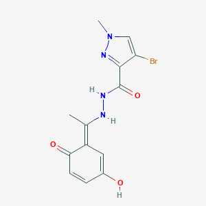 4-bromo-N'-[(1E)-1-(3-hydroxy-6-oxocyclohexa-2,4-dien-1-ylidene)ethyl]-1-methylpyrazole-3-carbohydrazide