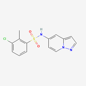 molecular formula C14H12ClN3O2S B2430156 3-chloro-2-methyl-N-(pyrazolo[1,5-a]pyridin-5-yl)benzenesulfonamide CAS No. 2034239-42-2