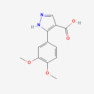 molecular formula C12H12N2O4 B2430157 3-(3,4-二甲氧基苯基)-1H-吡唑-4-羧酸 CAS No. 879996-77-7