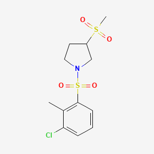 molecular formula C12H16ClNO4S2 B2430161 1-((3-氯-2-甲基苯基)磺酰基)-3-(甲基磺酰基)吡咯烷 CAS No. 1448124-74-0