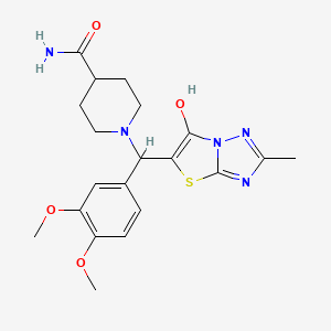 1-((3,4-Dimethoxyphenyl)(6-hydroxy-2-methylthiazolo[3,2-b][1,2,4]triazol-5-yl)methyl)piperidine-4-carboxamide