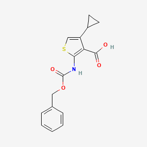 molecular formula C16H15NO4S B2430221 4-Cyclopropyl-2-(phenylmethoxycarbonylamino)thiophene-3-carboxylic acid CAS No. 2287282-27-1