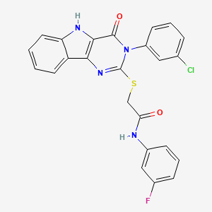 molecular formula C24H16ClFN4O2S B2430224 2-((3-(3-氯苯基)-4-氧代-4,5-二氢-3H-嘧啶并[5,4-b]吲哚-2-基)硫代)-N-(3-氟苯基)乙酰胺 CAS No. 536713-30-1