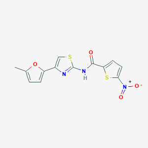 molecular formula C13H9N3O4S2 B2430226 N-[4-(5-甲基呋喃-2-基)-1,3-噻唑-2-基]-5-硝基噻吩-2-甲酰胺 CAS No. 476642-64-5