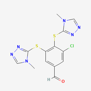 molecular formula C13H11ClN6OS2 B2430228 3-Chloro-4,5-bis[(4-methyl-1,2,4-triazol-3-yl)sulfanyl]benzaldehyde CAS No. 2470436-40-7