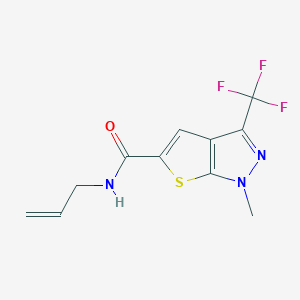 molecular formula C11H10F3N3OS B2430229 N-allyl-1-methyl-3-(trifluoromethyl)-1H-thieno[2,3-c]pyrazole-5-carboxamide CAS No. 477886-37-6