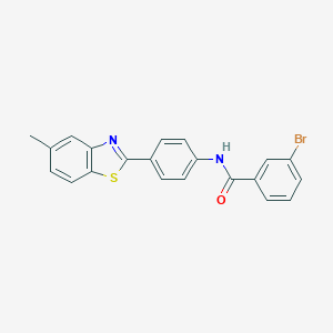 molecular formula C21H15BrN2OS B243023 3-bromo-N-[4-(5-methyl-1,3-benzothiazol-2-yl)phenyl]benzamide 