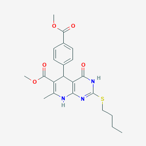 molecular formula C22H25N3O5S B2430230 2-(丁基硫代)-5-[4-(甲氧羰基)苯基]-7-甲基-4-氧代-3,4,5,8-四氢吡啶并[2,3-d]嘧啶-6-羧酸甲酯 CAS No. 876866-16-9