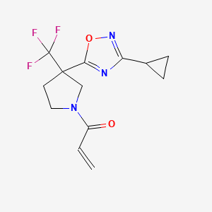 molecular formula C13H14F3N3O2 B2430251 1-[3-(3-Cyclopropyl-1,2,4-oxadiazol-5-yl)-3-(trifluoromethyl)pyrrolidin-1-yl]prop-2-en-1-one CAS No. 2094854-24-5