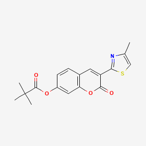 3-(4-methylthiazol-2-yl)-2-oxo-2H-chromen-7-yl pivalate