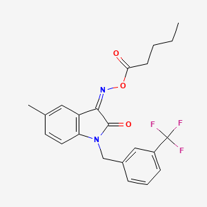 molecular formula C22H21F3N2O3 B2430261 5-甲基-3-[(戊酰氧基)亚氨基]-1-[3-(三氟甲基)苄基]-1,3-二氢-2H-吲哚-2-酮 CAS No. 321430-01-7