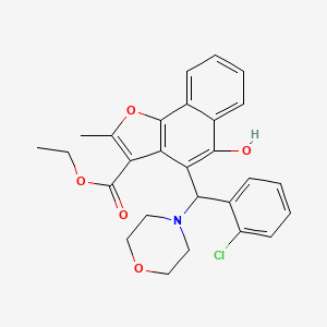 molecular formula C27H26ClNO5 B2430263 Ethyl 4-[(2-chlorophenyl)(morpholin-4-yl)methyl]-5-hydroxy-2-methylnaphtho[1,2-b]furan-3-carboxylate CAS No. 438485-71-3