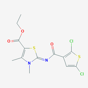 molecular formula C13H12Cl2N2O3S2 B2430266 Ethyl 2-(2,5-dichlorothiophene-3-carbonyl)imino-3,4-dimethyl-1,3-thiazole-5-carboxylate CAS No. 476641-49-3
